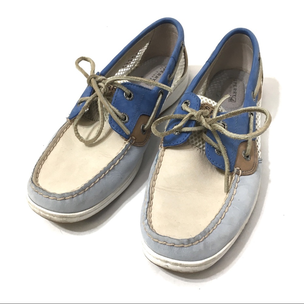 SPERRY BLUE WHITE TOPSIDER COLORBLOCK PREPPY SUMMER CLASSIC COMFY BOAT SHOES